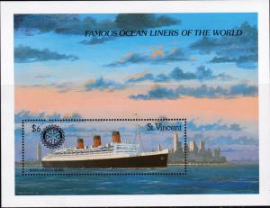 St Vincent 1990 $6. Queen Mary Ships/ROTARY  VF/NH