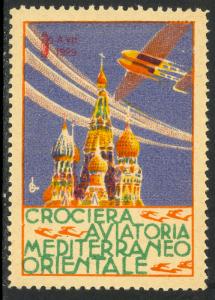 ITALY 1929 CROCIERA AVIATORIA MEDITERRANEO ORIENTALE Flight Label MLH