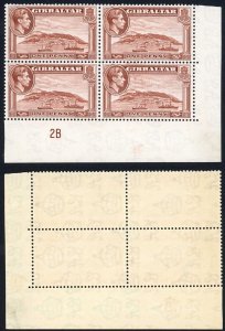 Gibraltar SG122b 1d Red-brown Perf 13 Wmk S/ways U/M Plate Block