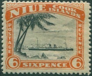 Niue 1932 SG60 6d black and orange-vermilion RMS Monowai MLH