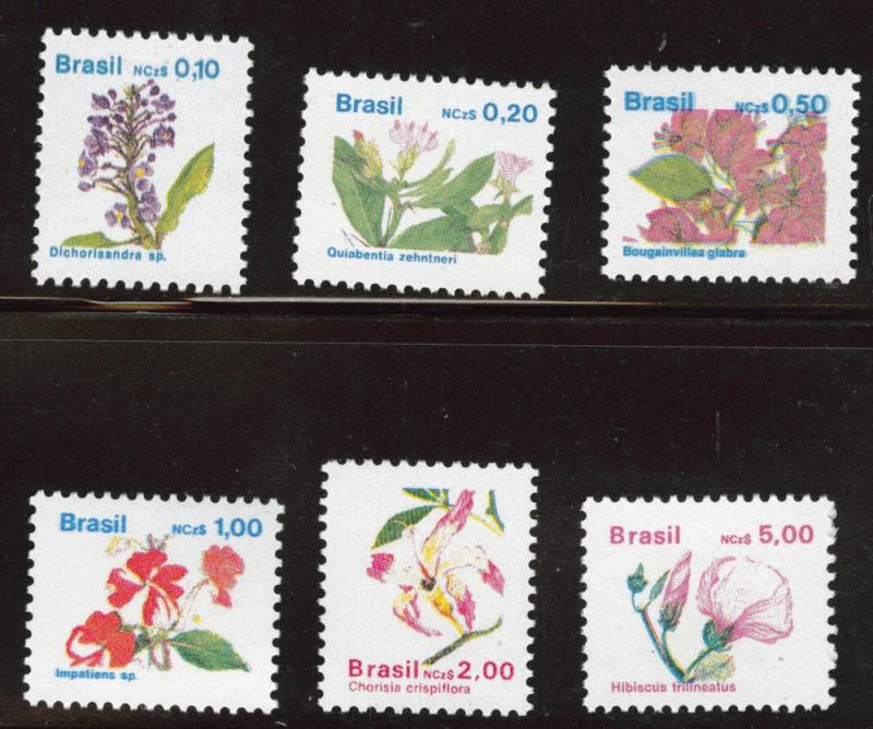 Brazil Scott 2176-2181 MNH** 1989 flora set