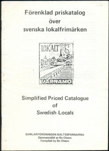 SIMPLIFIED PRICED CATALOGUE OF SWEDISH LOCALS , SOFT COVER, 31 PAGES