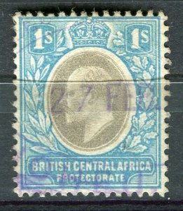 BRITISH KUT; Early 1900s Ed VII postal issue with fiscal cancel on 1s. 