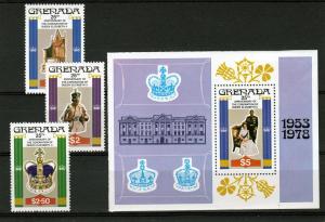 Grenada 1978 Coronation 25th.Ann.Q.E.II Set(3)+SS Sc#873/876