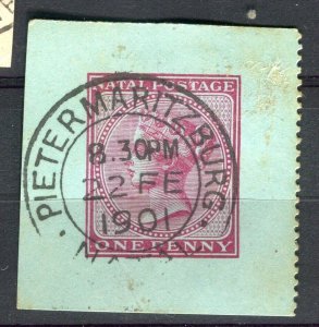 NATAL; 1890s-00s classic QV issue used POSTAL STATIONARY Postmark PIECE