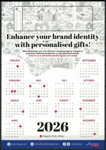 SINGAPORE 2026 MYSTAMP NEW YEAR CALENDAR SHEET OF 1 STAMP IN MINT SPACE MNH