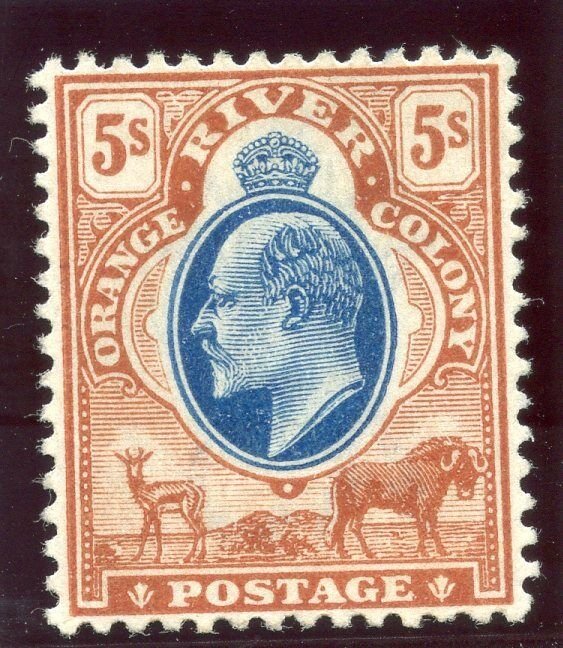 Orange Free State 1904 KEVII 5s blue & brown MLH. SG 147. Sc 69.