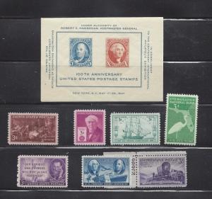 US 1947 Commemoratives Year Set with 8 Stamps MNH