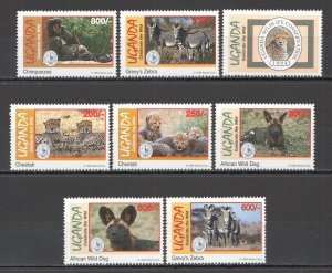 A1384 1994 Uganda Animals Wild Cats & Dogs Zebra Fauna Celebrate Wild Set Mnh