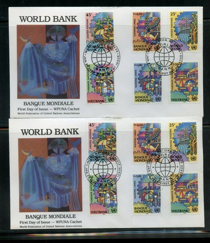 ADA BALCACER CACHETED WFUNA 1989 WORLD BANK TWO SET ON FIRST DAY COVERS  