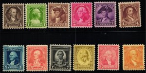 Scott #704-715 VF - Washington Bicentennial Issue - MNH - 1932