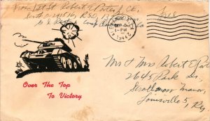 1944 Alexandria, LA - WW 2 Patriotic – Over The Top To Victory - Unknown Cachet