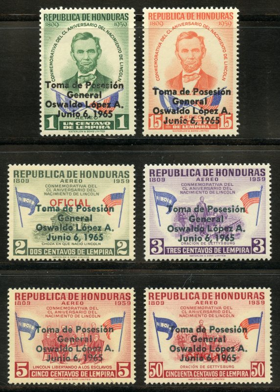 Honduras Scott C356-C360,C362 MNHOG - 1965 Overprints Short Set - SCV $2.35