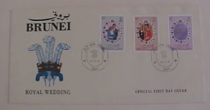 BRUNEI RIYAL WEDDING DIANA & CHARLES 1981 FDC CACHET UNADDRESSED