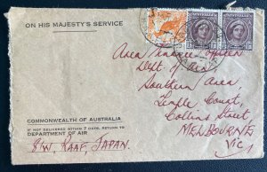 1946 RAAF Australian Air Force Base In Japan OHMS Cover To Melbourne Australia