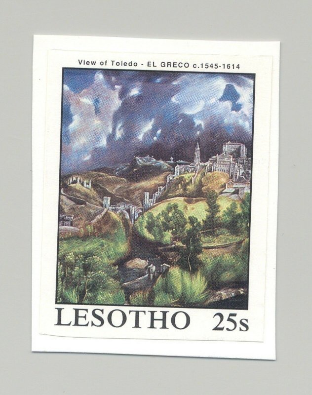 Lesotho #661 Art, El Greco 1v Imperf Proof Mounted on Card