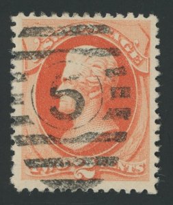 USA 183 - 2 cent Jackson - F/VF Used with PF Cert: Numeral 5 in barred oval cxl