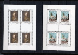 CZECHOSLOVAKIA 1967 PAINTINGS SET OF 5 SHEETS OF 4 STAMPS MNH