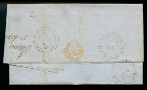 ?ANDOVER, WOODSTOCK, FRED, N.B. double split ring, 1855 stampless due 3d Canada