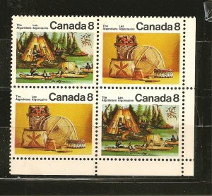 Canada SC#566-567 Algonkian Indians Se-tenant Lower Right Block of 4 MNH