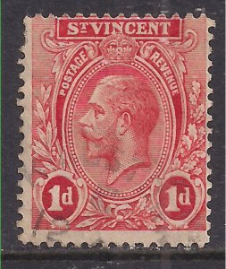 St Vincent 1921 - 32 KGV 1d Carmine used SG 132a ( J913 )