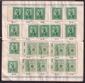 1917 War Savings Stamps 25c values Sc WS13 S2 multiple stamps in folder CV $220