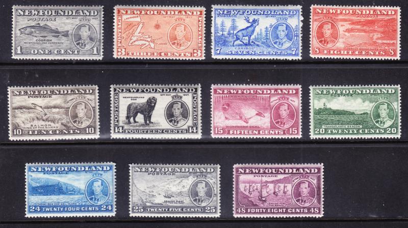 Newfoundland 1937 KGVI Set Complete (11) VF/Mint(*). Scott 233-243