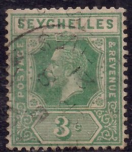 Seychelles 1921 - 32 KGV 3ct Green used SG 99 ( E1126 )