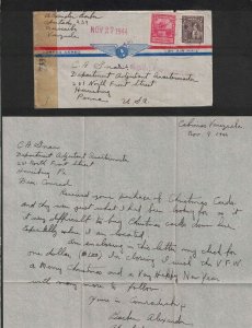 1944 VENEZUELA Air Mail Censor Cover/Letter-Maracaibo / Harrisburg,PA Missent K3 
