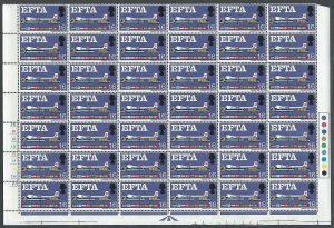 1967 EFTA 1/6 Phos Cylinder Block of Lower 7 Rows With Listed Flaw - MNH 