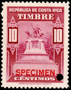 ✔️ COSTA RICA 1935 - REVENUE - ABNC SPECIMEN & PUNCH - MNH **[6.5]