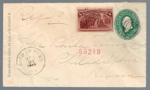 236 [8 cent Columbus] on 1893 cover Bird In Hand, PA, to Philadelphia