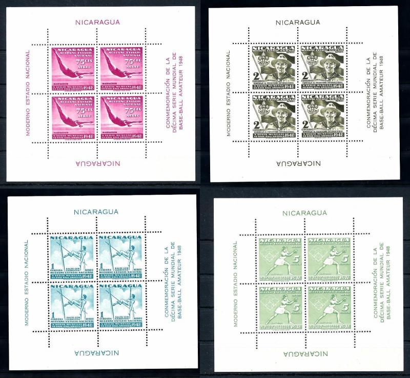 [49187] Nicaragua 1948 Complete set  27 Souvenir Sheets World series Sports MNH