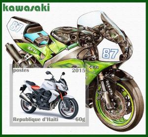 HAITI SHEET CINDERELLA IMPERF MOTORCYCLES KAWASAKI