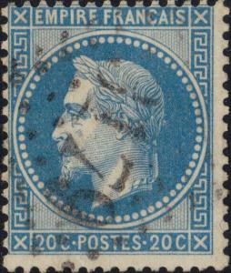 FRANCE - Yv.29B 20c bleu (type II) obl. GC 3179 (Rocroi)