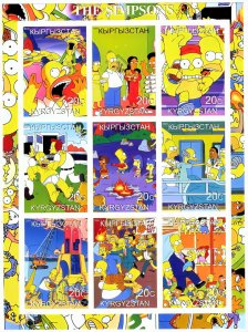 The Simpsons - Sheetlet (9) IMPERFORATED MNH Kyrgyzstan 2000
