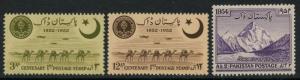 PAKISTAN Sc#63-65 1952-54 Stamp Centennary & K-2 Conquest Complete OG Mint NH