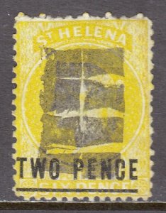 ST. HELENA — SCOTT 13 (SG 10) — 1873 2d YELLOW — P12½ — USED — SCV $50