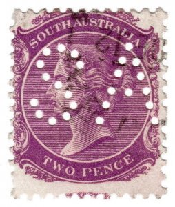 (I.B) Australia Postal : South Australia 2d (SA perfin)