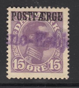 Denmark 1919 used Sc #Q4 POSTFAERGE on 15o King Christian X Dip in last E in ...