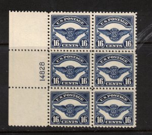 USA #C5 Very Fine Never Hinged Plate #14828 Side Block Of Six *With Certificate*