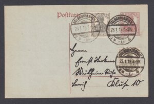 Germany, Mi P109 used. 1919 5½ pf Postal Card, uprated 5 pf to Rate 3, sound, VF