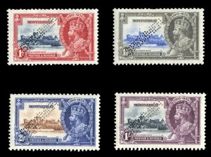 Montserrat #86-88S (SG 94-97s) Cat£110, 1935 Silver Jubilee, set of four, pe...