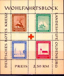 Germany Private Post Oldenburg Red Cross Sheet MNH