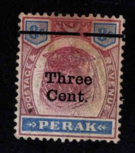 MALAYA Perak Scott 65 Mint Hinged 1892 surcharged Tiger  stamp with Broken Bar