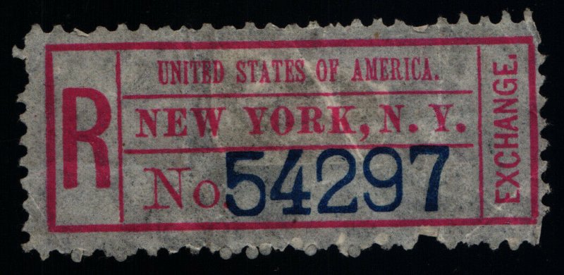 Scott #FX-NY1a(ii) - VF - Registry Exchange Labels - 1883-1911