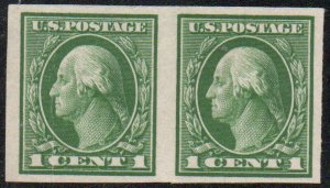 US #408 VF/XF mint hinged, Pair, very fresh!