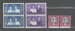 SOUTH AFRICA 1947 #103 - 105 ROYAL VISIT IN PAIRS MNH