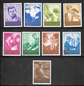 SOUTH ARABIA-MAHRA STATE 1966 JFK SET OF 9 CTO (my2) Collection / Lot