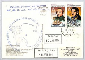 BRITISH ANTARCTIC TERRITORY Cover *FARADAY* Palmer Station 1984 Peterboro ZT58